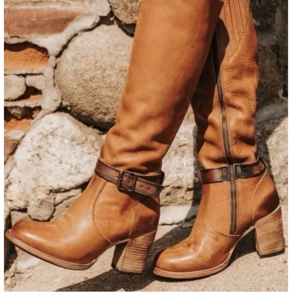 freebird Shoes - FreeBird Holland Tall Boots Heeled Brown Sz 8 Western Boho Cowgirl